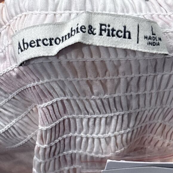 Abercrombie & Fitch Dress Womens Large White Floral Maxi Smocked Pockets NEW - Picture 3 of 14